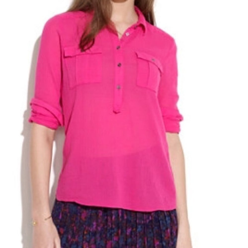 Madewell Broadway & Broome Half Button Blouse Top
